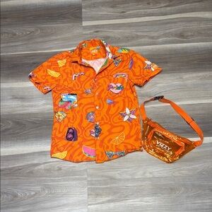 Vizzy Vibrant Orange Graphic Shirt and Fanny pack set